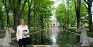 Diane poses in front of the reflecting pool!